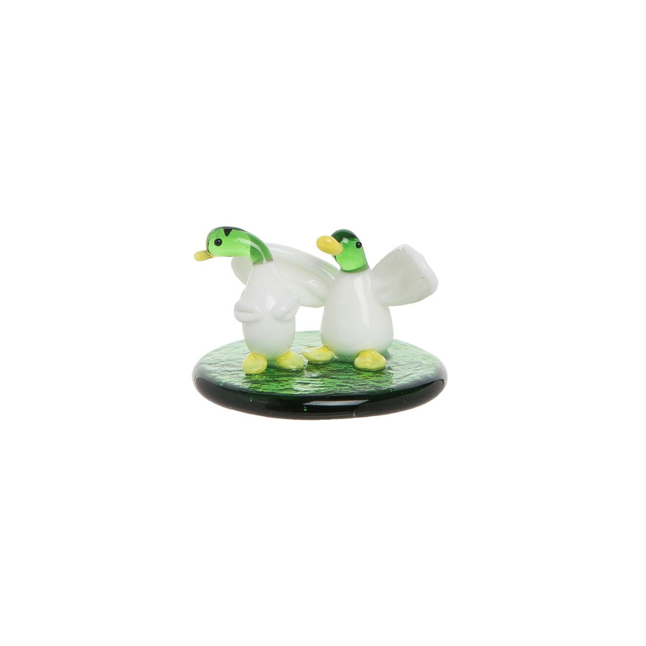 Pair Of Ducks Mini Glass Art Figure Figurine Home Decor Ocean Nautical Coastal Marine 1.5 X 0.94 X 0.94